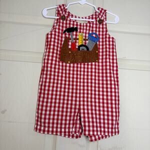Toffee Apple 12M Red Gingham Tool Applique Jon Jon